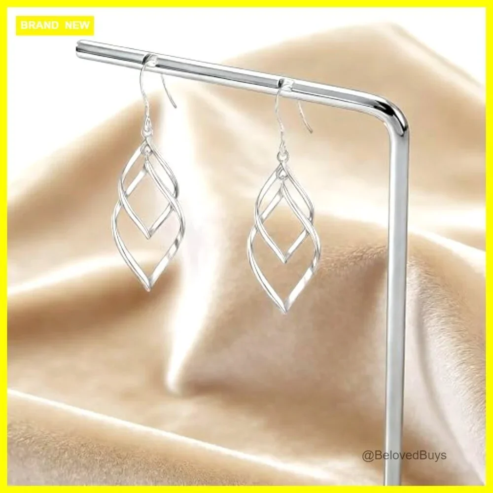 Sterling Silver 14k Gold Plated Double Linear Drop Dangle Earrings